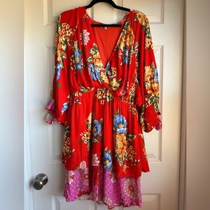 Stunning Red Floral Mini Dress